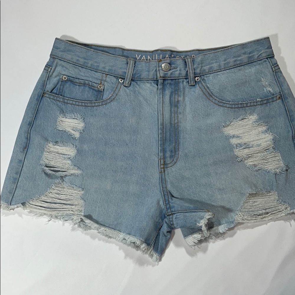 Vanilla Star Blue Distressed Jean Shorts